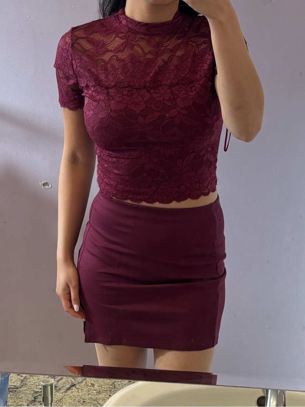 Burgundy Mini Skirt - size medium